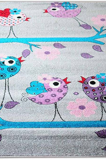 Children's rug BELLA BIRDS gray