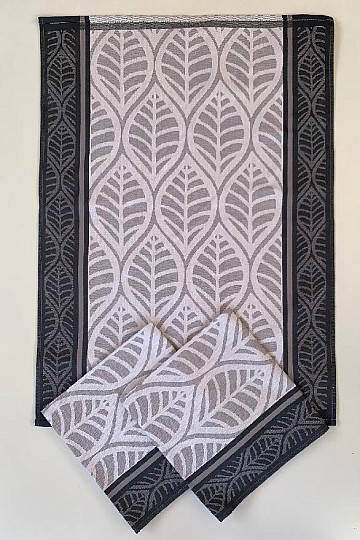 GRAY LEAVES tea towels 3 pcs