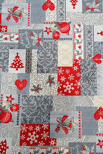 Decorative fabric PATCHWORK Christmas gray