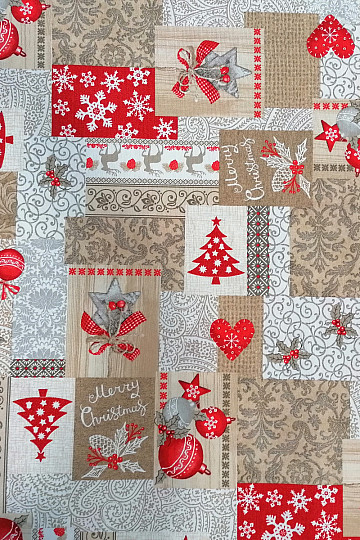 Decorative fabric PATCHWORK Christmas beige
