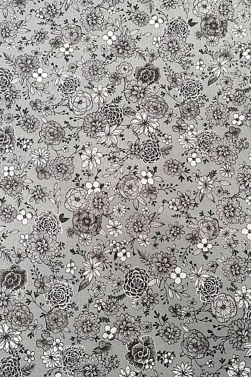 Cotton fabric FLOWERS FLORAL 4 gray