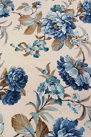 Decorative fabric LAURA - big blue flowers