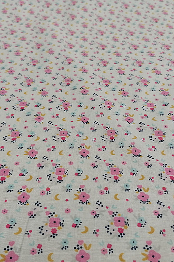 Cotton fabric FLEDI flower pink