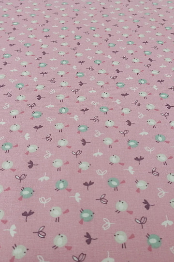 Cotton fabric MIOU pink birds