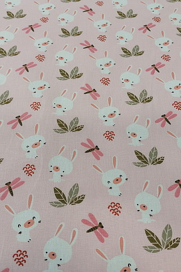 Cotton fabric bunny pink