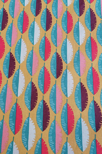 Cotton fabric Feathers mustard