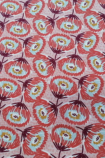 Cotton fabric LARGE RED FLOWERS