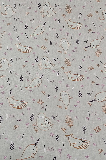 Cotton fabric WHALE