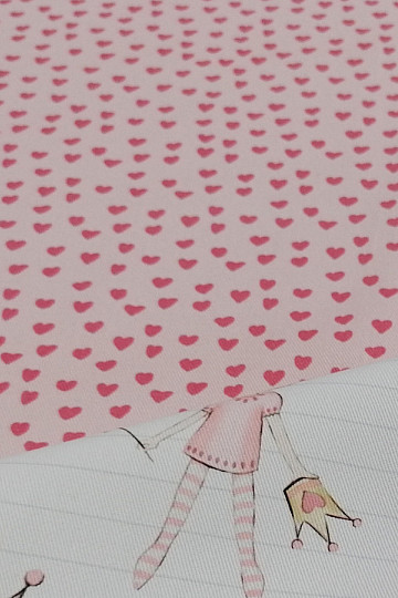Children&#39;s decorative fabric HEARTS PINK small