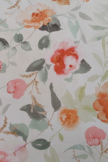Decorative fabric FLOWERS orange