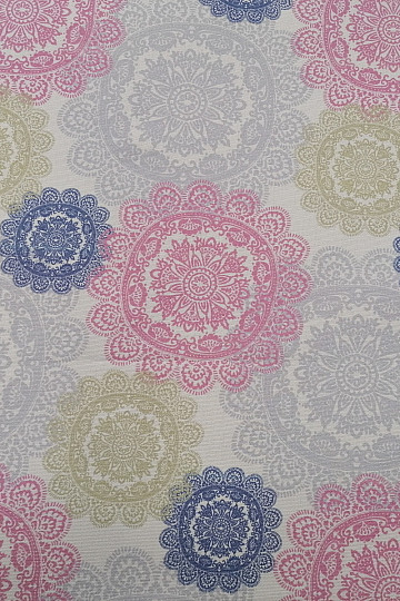 Decorative fabric MANDALA pink-gray