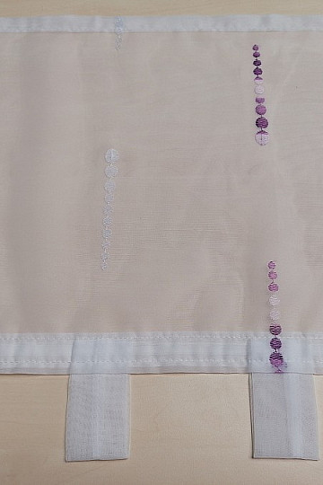 Embroidered curtain for a stained glass window - purple beads