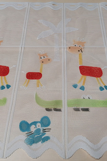 Children&#39;s curtain on a stained glass window - jacquard ANIMALS