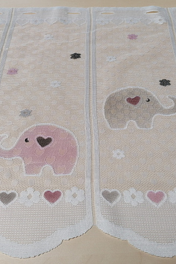 Children&#39;s curtain on a stained glass window - jacquard ELEPHANTS II