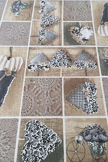 Decorative fabric HEART LIDIA gray