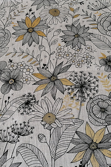 Linen fabric DAISY GOLD
