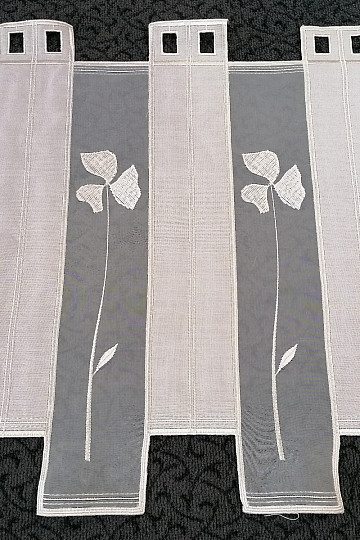 Stained glass curtain - voile with cream embroidery 208