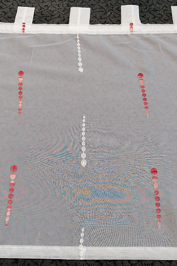 Stained glass curtain - embroidered with red beads
