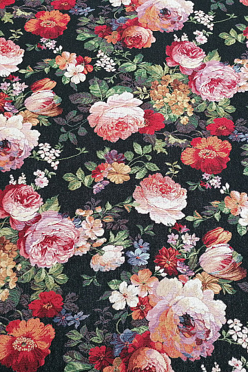 Tapestry fabric BLACK ROSE