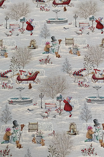 Tapestry fabric CHILDREN IN WINTER
