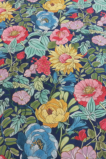 Decorative fabric SUMMER FLOWERS - BLUE