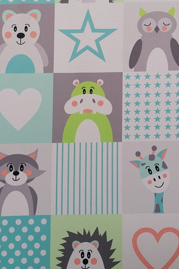 Decorative fabric BLACK-OUT Animals turquoise