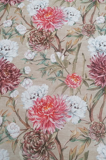 Decorative fabric PEKIN FLOWER LARGE BEIGE