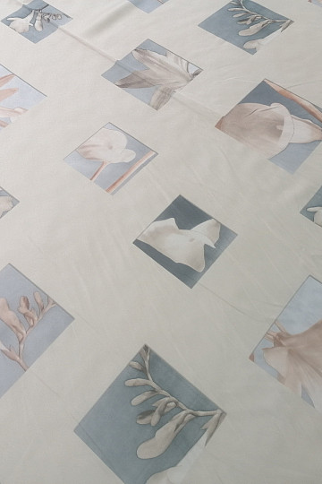 Beige decorative fabric with flowers