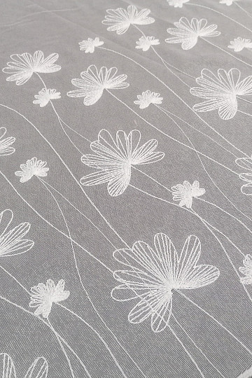 Luxury embroidered white curtain with flowers 11749/0001