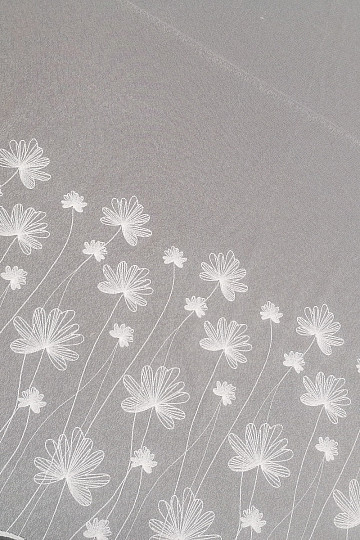 Luxury embroidered white curtain with flowers 11749/0001
