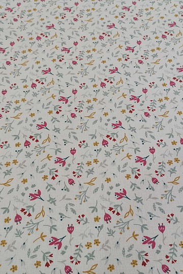 Cotton fabric AZRA flowers white