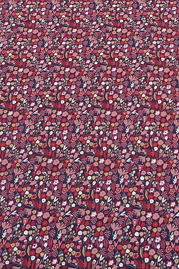 Cotton fabric AXEA flowers brown-purple