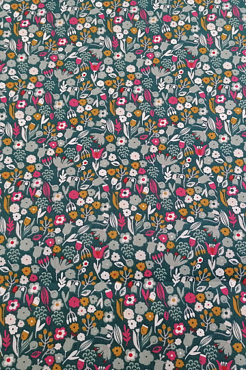 Cotton fabric AXEA kerosene flowers