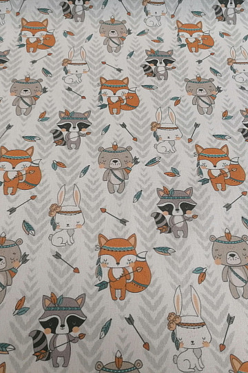 Cotton fabric Indians - animals