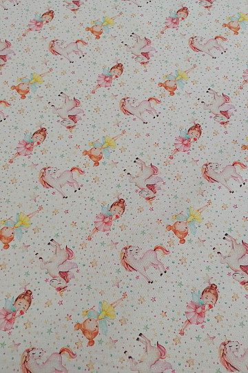 Cotton fabric Fairies and unicorns