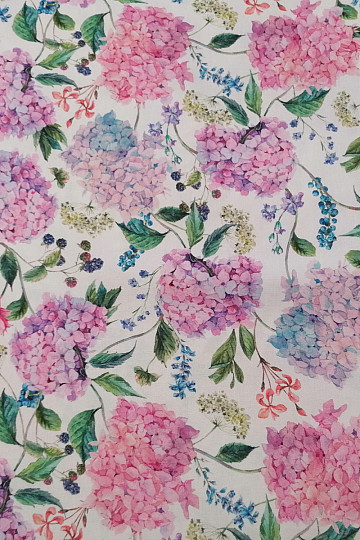Decorative fabric Hydrangeas and blackberries