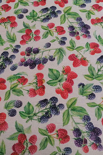 Decorative fabric Raspberries and blackberries