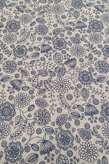 Decorative fabric Neon flowers blue