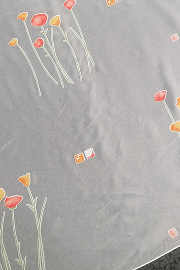 White veil curtain with spring flowers