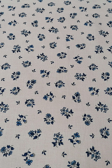 Cotton fabric MAJOLIKA blue flower