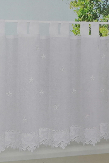 Finished curtain GERSTER white flower 50x150 cm