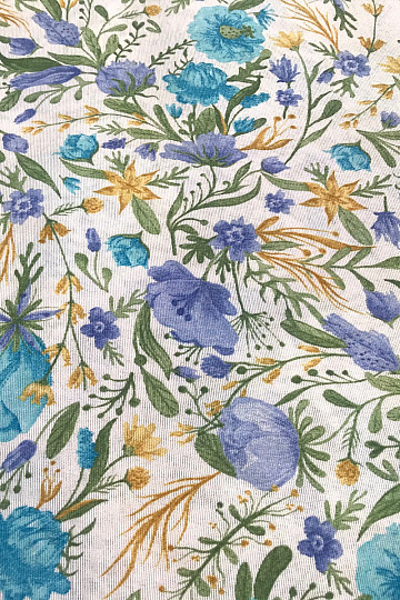 Decorative fabric CLARA flowers turquoise