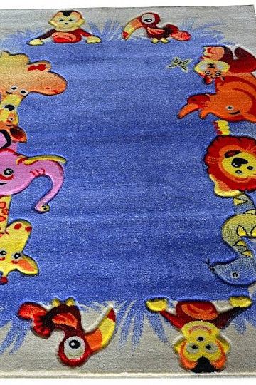 Children&#39;s carpet KIDS SAFARI cream-blue
