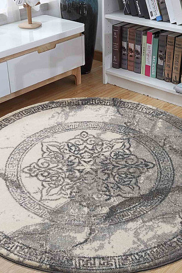 Modern carpet circle VISTA WHITE GRAY