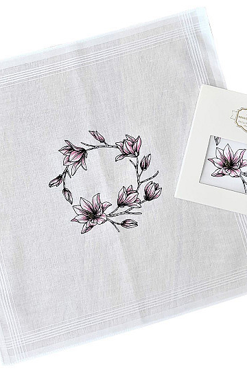 Women's fabric handkerchiefs - hand printed handkerchief Flower 1 pc