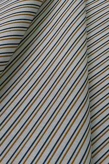 Cotton fabric STRIP blue-mustard