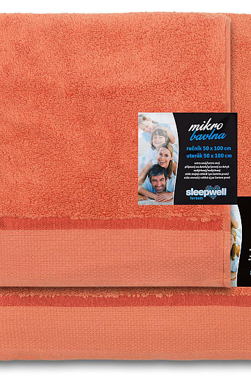 Towel and bath towel MIKRO orange