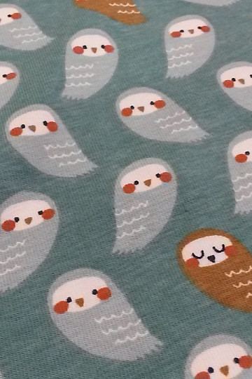 Cotton jersey OWLS turquoise