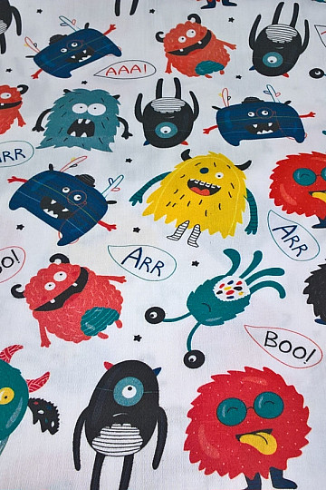 Children's cotton satin MONSTERS digital printing