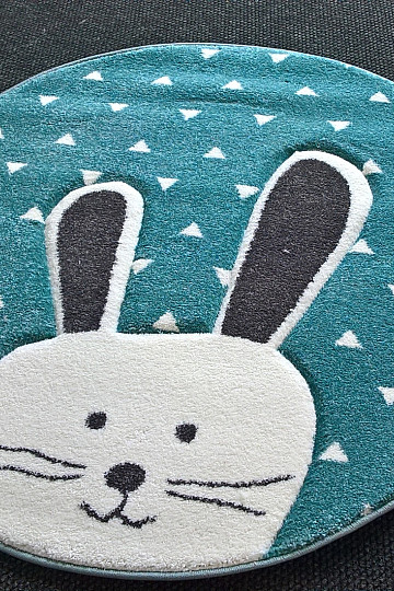 Children's round carpet PASTEL Bunny turquoise